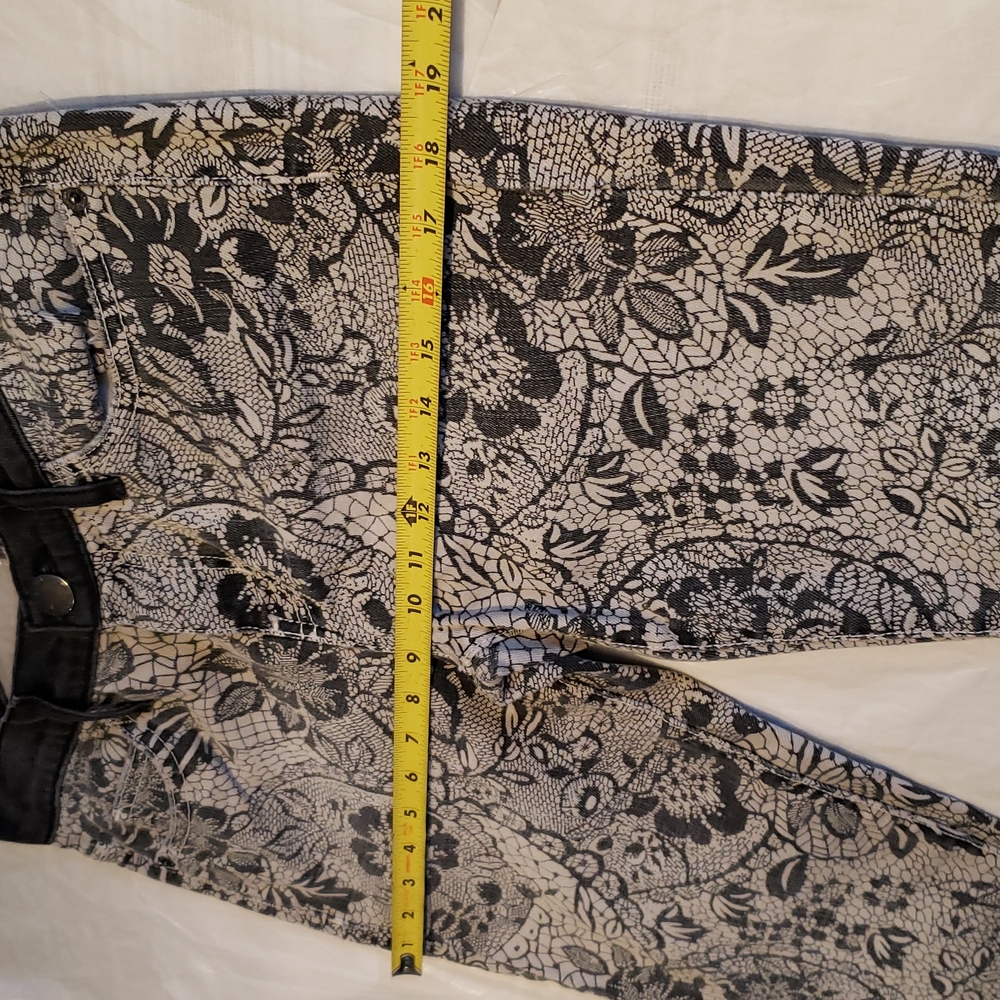 CURRENT ELLIOTT New Jeans Ankle Skinny Light Grey Black Lace Floral Women's HP🎉 - Picture 16 of 17